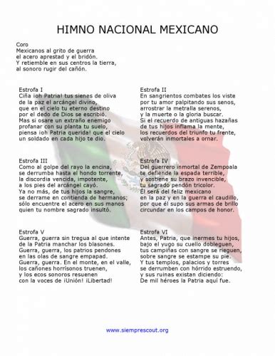 Documento Estrofas Del Himno Nacional Mexicano