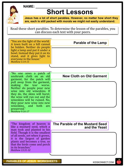 Parables Of Jesus Facts And Worksheets Purpose Of Parables