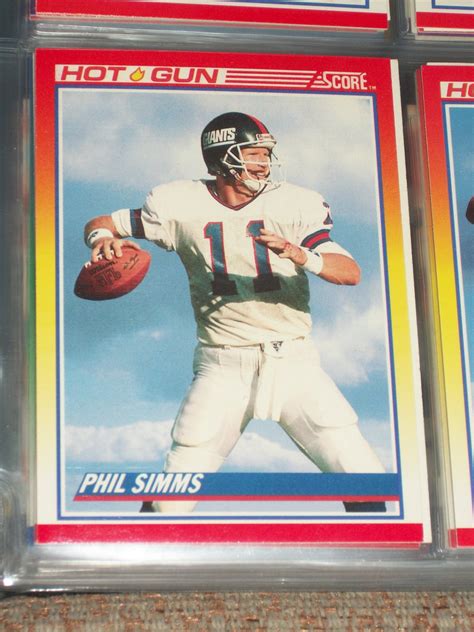 Football cards worth money 1990s. Phil Simms RARE 1990 Score "Hot Gun" Football Card