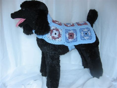 Dog Sweater Medium Retro Sky Blue Granny Square Crocheted Crochet