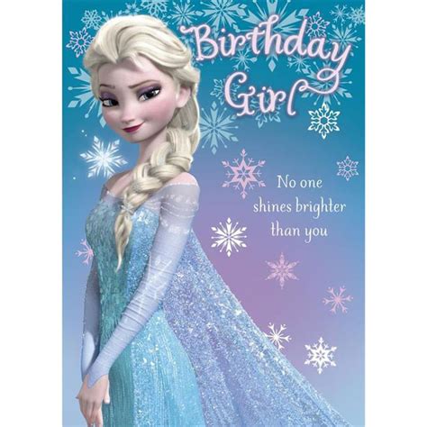 Hearts in heart shape flying over. Birthday Girl Elsa Disney Frozen Birthday Card (25454755) - Character Brands