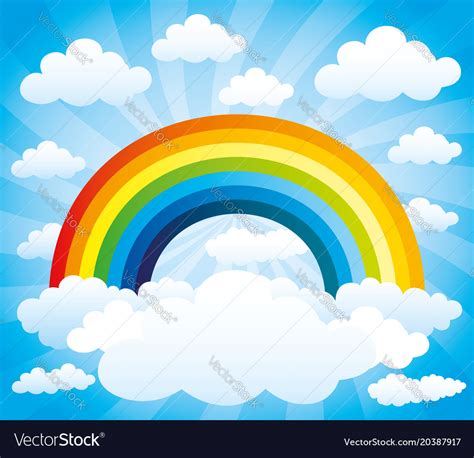 Beautiful Rainbow And Clouds Royalty Free Vector Image