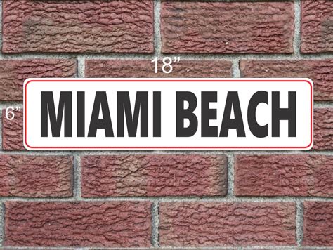 Miami Beach Metal Sign Etsy
