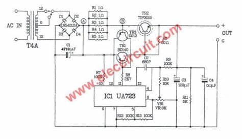 0-30V Variable Power Supply circuit Diagram at 3A ...