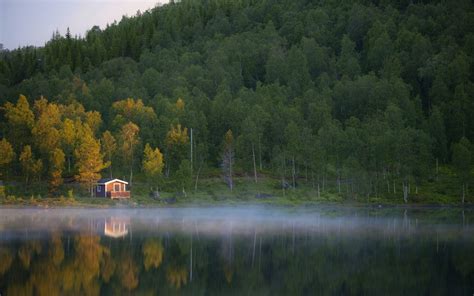 Wallpaper Trees Landscape Forest Fall Sunset Hill Lake Water