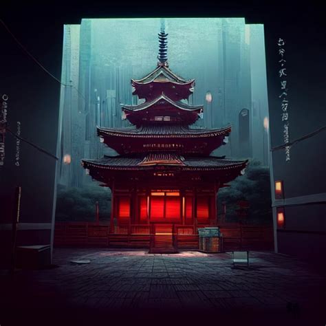 Cyberpunk Japanese Temple Realistic Ultra Detailed Midjourney