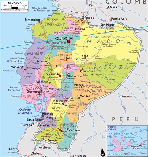 Grande Mapa Político Y Administrativo De Ecuador Con Carreteras