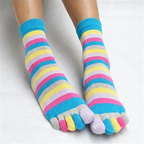Multi Color Striped Womens Toe Socks Toe Socks Soft Sock Casual Socks
