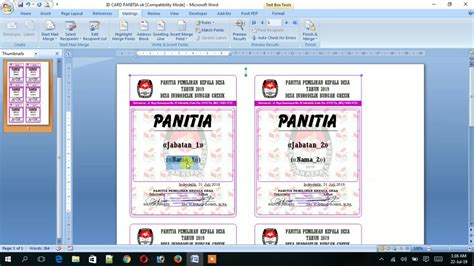 Tutorial Id Card Panitia Form Word Link Excel Pilkades Youtube