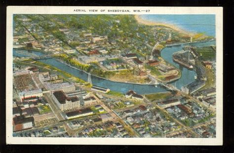 Aerial View Of Sheboygan Wisconsin Sheboyganwis33 1930 1945 Era Ebay