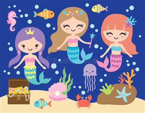 Vector Mermaid Under The Sea Stock Vector Illustration Of Nymph Curl