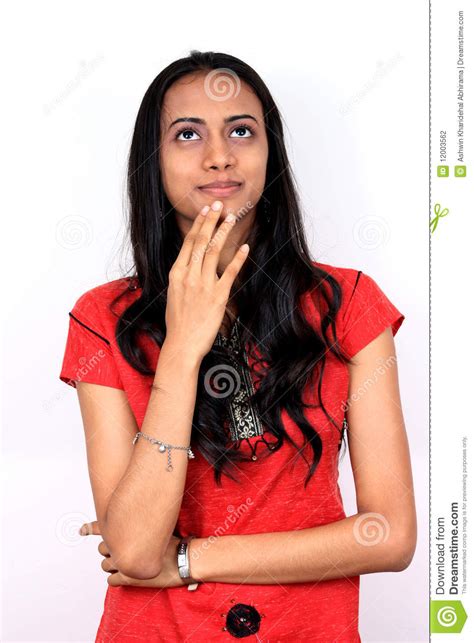Young Teenage Girl Thinking Stock Photo Image Of Youth Isolated