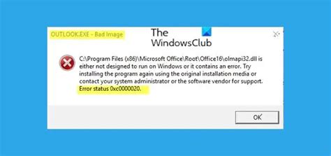 Outlook Exe Bad Image Error Status Xc On Windows