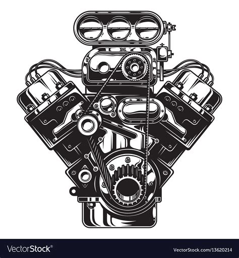 Isolated Monochrome Of Car Engine Royalty Free Vector Image