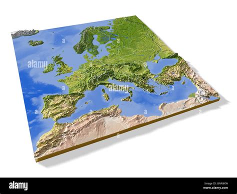 Europe 3d Relief Map With Borders Stock Photo Alamy