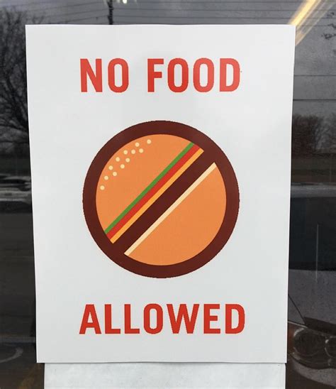 Shouldn't it be no food is allowed? No Food Allowed sign is a hamburger. : mildlyinteresting