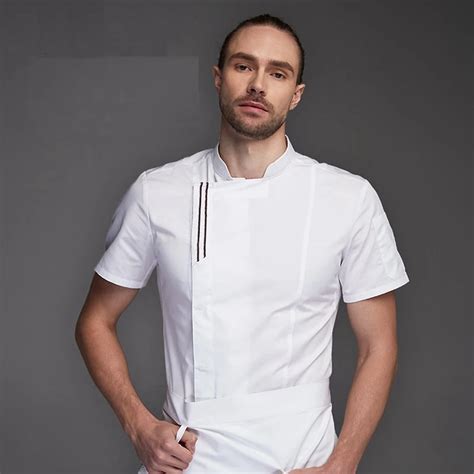 Summer Thin Chef Jackets Short Sleeve Breatable Head Chef Coat For Men