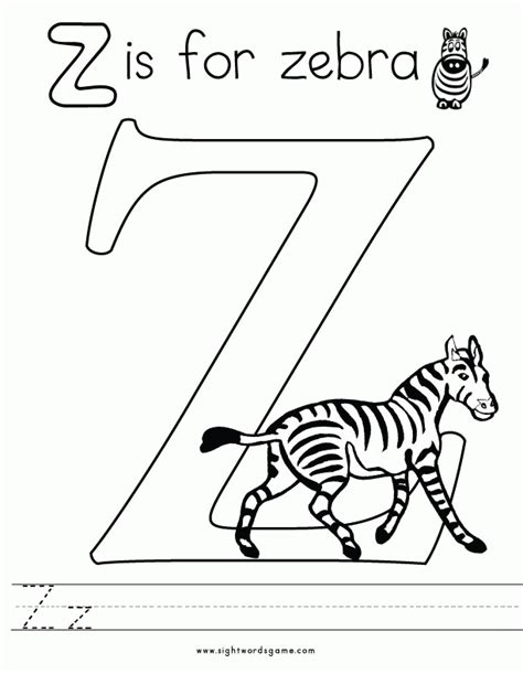 Letter Z Zebra Coloring Page Coloring Home