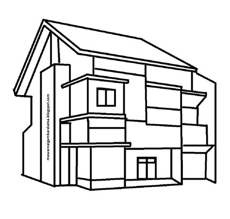 Mewarnai Gambar: Mewarnai Gambar Sketsa Rumah 4