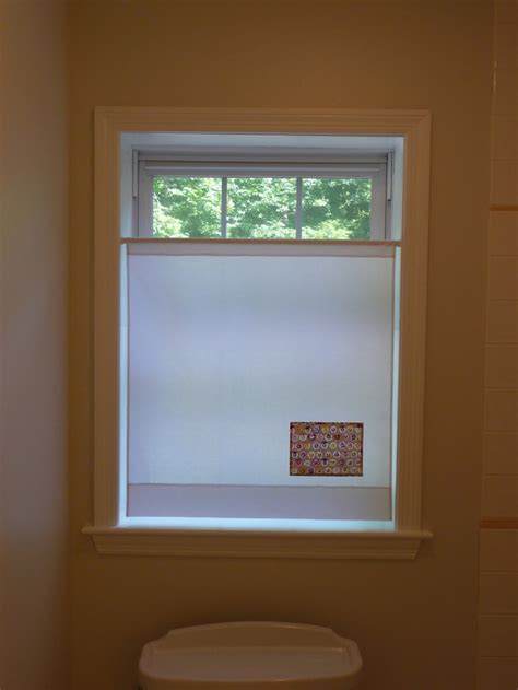 Neat Bathroom Privacy Idea Lower Shade Tension Rod Bathroom Window