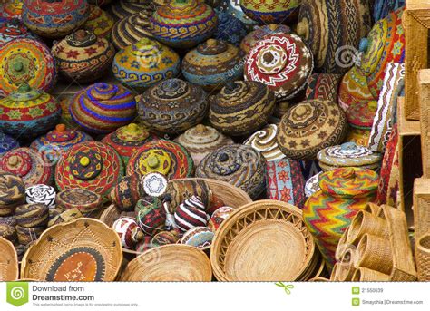 Colourful Traditional Handicraft Basket Stock Image - Image of round