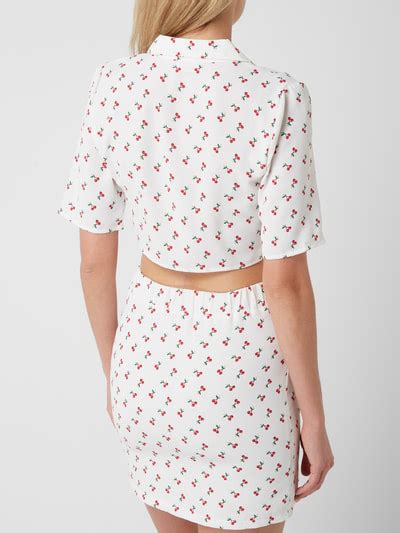 Noisy May Cropped Bluse Mit Knotendetail Modell Joe Offwhite Online Kaufen