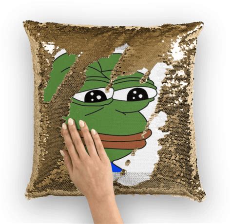 Download Sad Pepe Sequin Pillow Sad Frog Square Sticker 3 X 3 Png