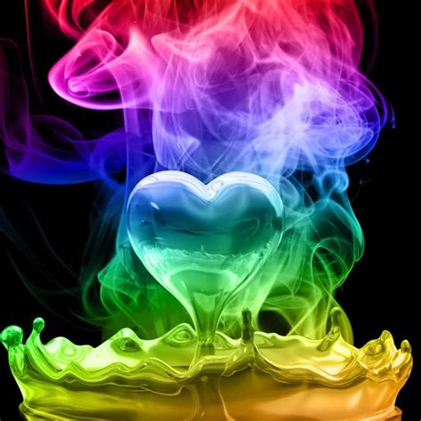 Smoky Liquid Rainbow Heart Droplet Glass Transparent Love