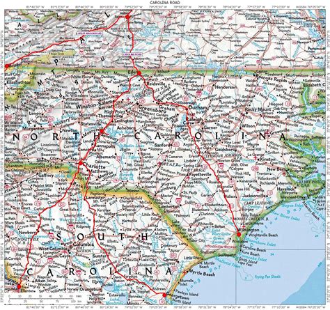 Road Map Of Virginia North Carolina And South Carolina Map Of World