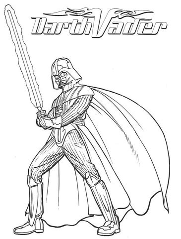 How to draw a cartoon darth vader. Darth Vader with lightsaber coloring page | Free Printable ...