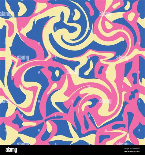 Wavy Swirl Seamless Pattern In 1970 Seventies Style Groovy Background