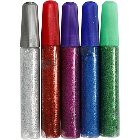 Glitter Glue Assorted Colours 10 Ml 5 Bottle 31808