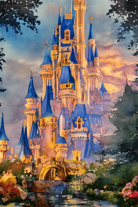 Fantasy Watercolor Disney Castle Creative Fabrica