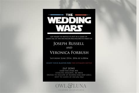 Star Wars Inspired Wedding Invitation Geeky Weddings Black And Gold