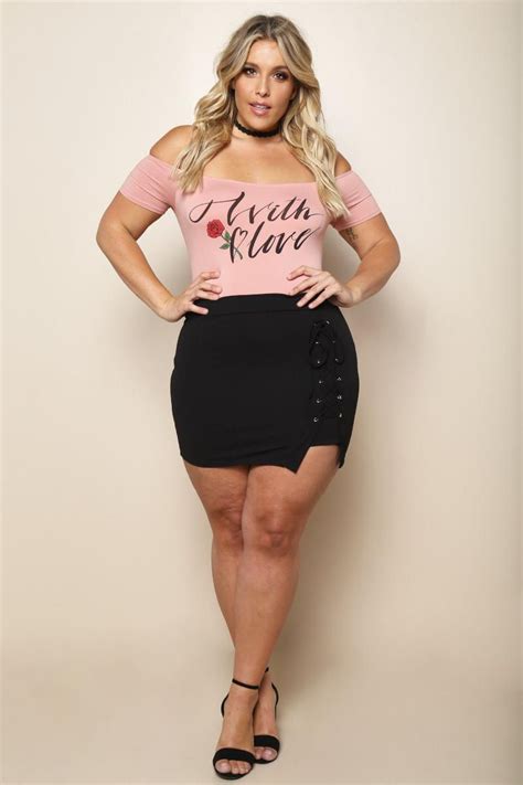 A Provocative Plus Size Mini Skirt With An Alluring Lace Up Side Panel