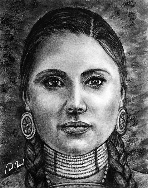 Beautiful Native American Woman Drawing By Walter Israel Pixels