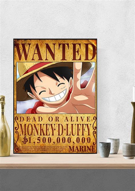 Wanted Luffy Poster Monkey Luffy Dead Or Alive Poster Anime Etsy