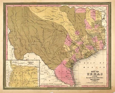 Mitchells 1846 Map Of Texas From The Most Recent Authorities Art