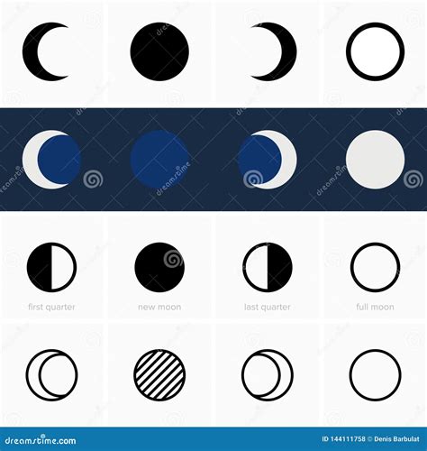 Four Main Phases Of The Moon Stock Vector Illustration Of Astronomy
