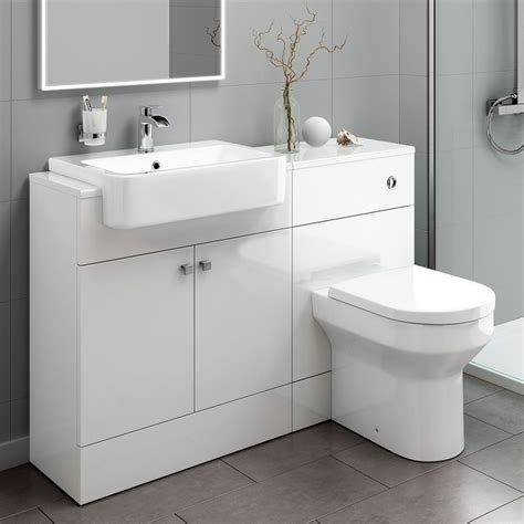 Bathroom vanity unit sink & toilet. White Bathroom Furniture Storage Vanity Unit Sink Basin ...
