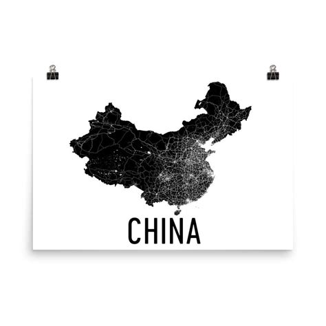 China Map Poster Wall Print Decor By Modern Map Art