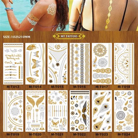 48 sheet hot temporary tattoo gold flash tattoos leaf metallic sex products jewelry henna body