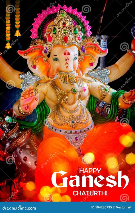 Lord Ganpati Idol Por Feliz Festival Ganesh Chaturthi De India Imagen