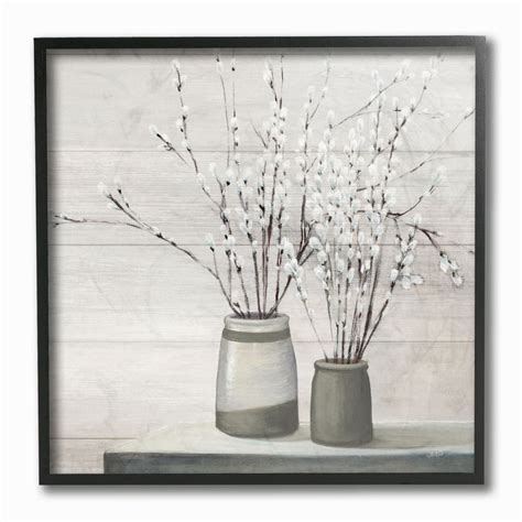 Stupell Industries Willow Flower Still Life Neutral Grey Painting