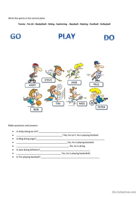 Sports Do Go Play English Esl Worksheets Pdf And Doc