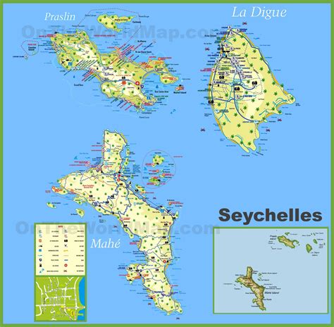 Find the right street, building, or business, view satellite maps and panoramas of city streets. Seychellen Karte Städte
