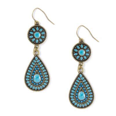 Turquoise Marquis Beads Circle And Teardrop Drop Earrings Drop