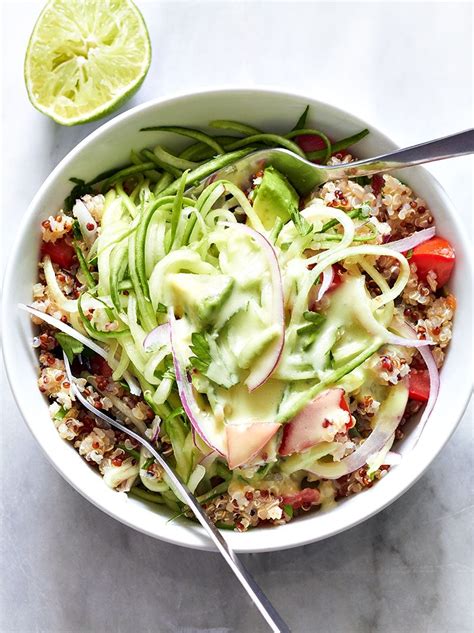 Quinoa And Cucumber Noodles Salad Recipe With Avocado Dressing — Eatwell101