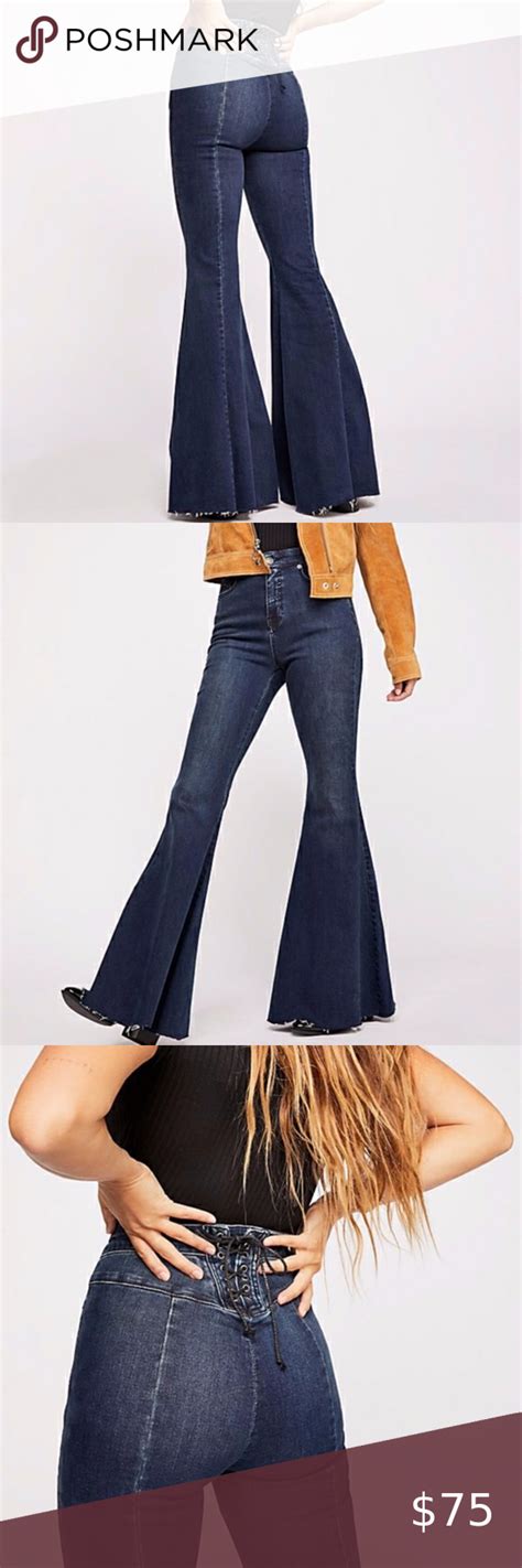 Free People Crvy Super High Rise Lace Up Flares Flares Fashion