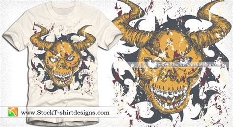 Vector Apparel T Shirt Design With Devil Skull Vector T Shirt Designs